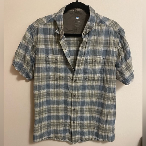 KUHL- men’s skorpio button down plaid short sleeve - Picture 1 of 5